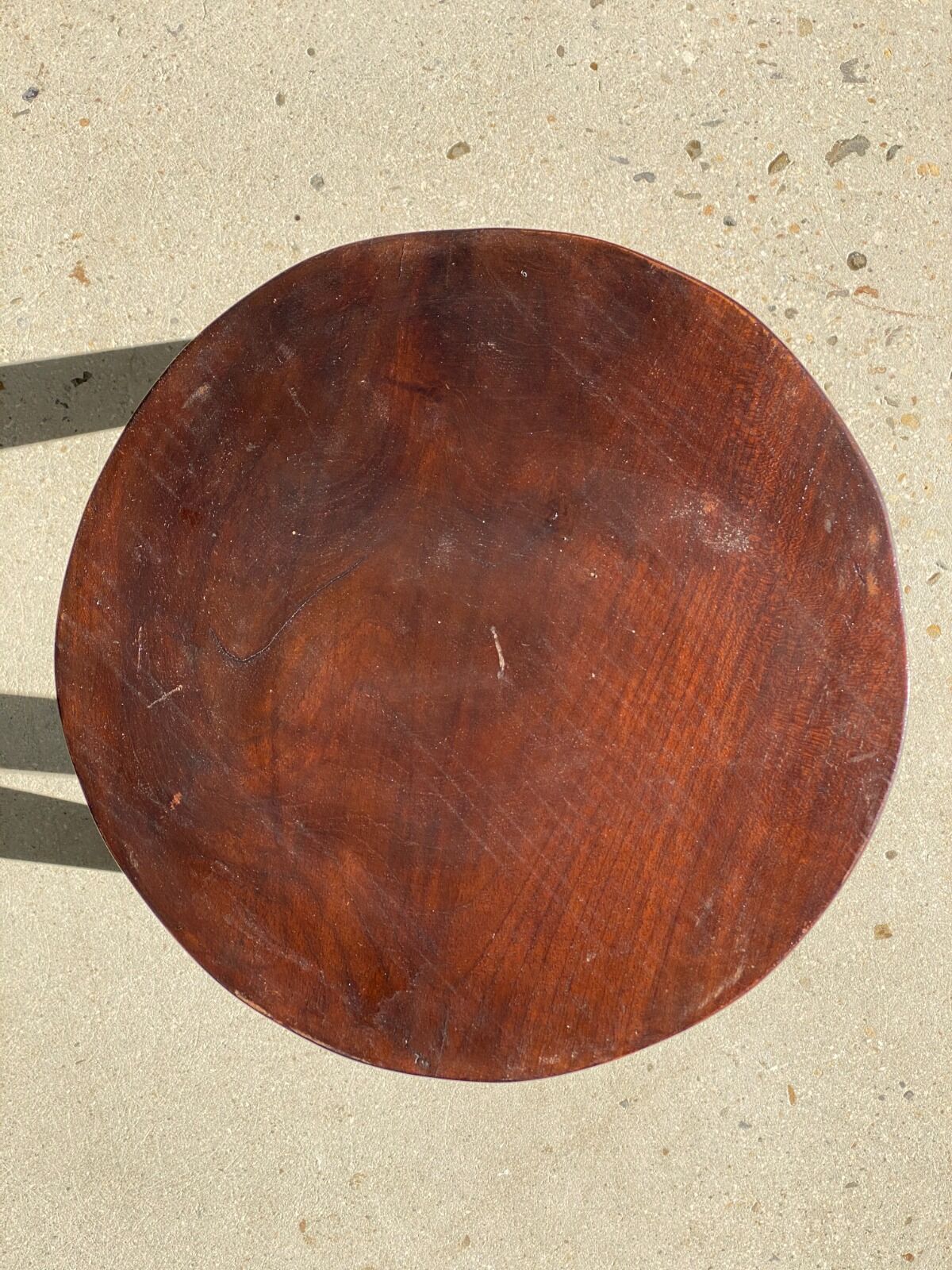 brown solid wood stool flat circular seat
