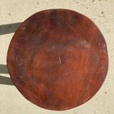 brown solid wood stool flat circular seat