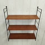 Wall shelf string wood and black metal