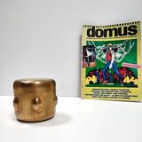 Vintage cylinder embossed brass storage box, italy