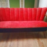 Scandinavian cocktail sofa red bi color, years 50 60 plush red black