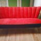 Scandinavian cocktail sofa red bi color, years 50 60 plush red black