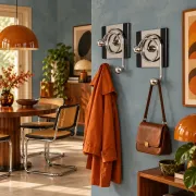 Vintage coat rack in chrome metal and plastic, Italian design from the 1970s.