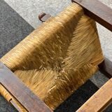 4 brutalist chairs in straw and wood