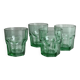 4 verres à eau vintage en verre vert translucide