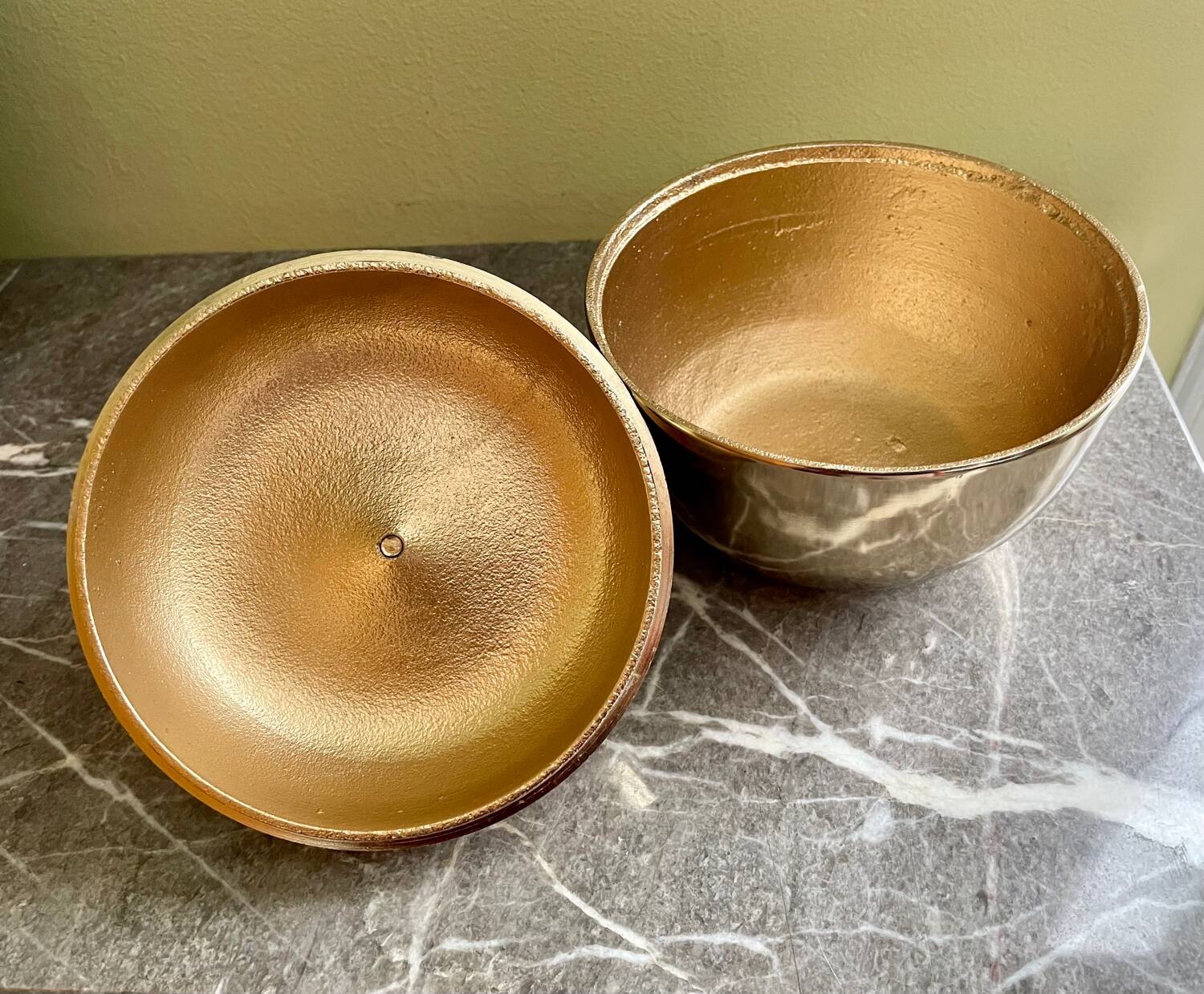 Vintage golden metal apple box