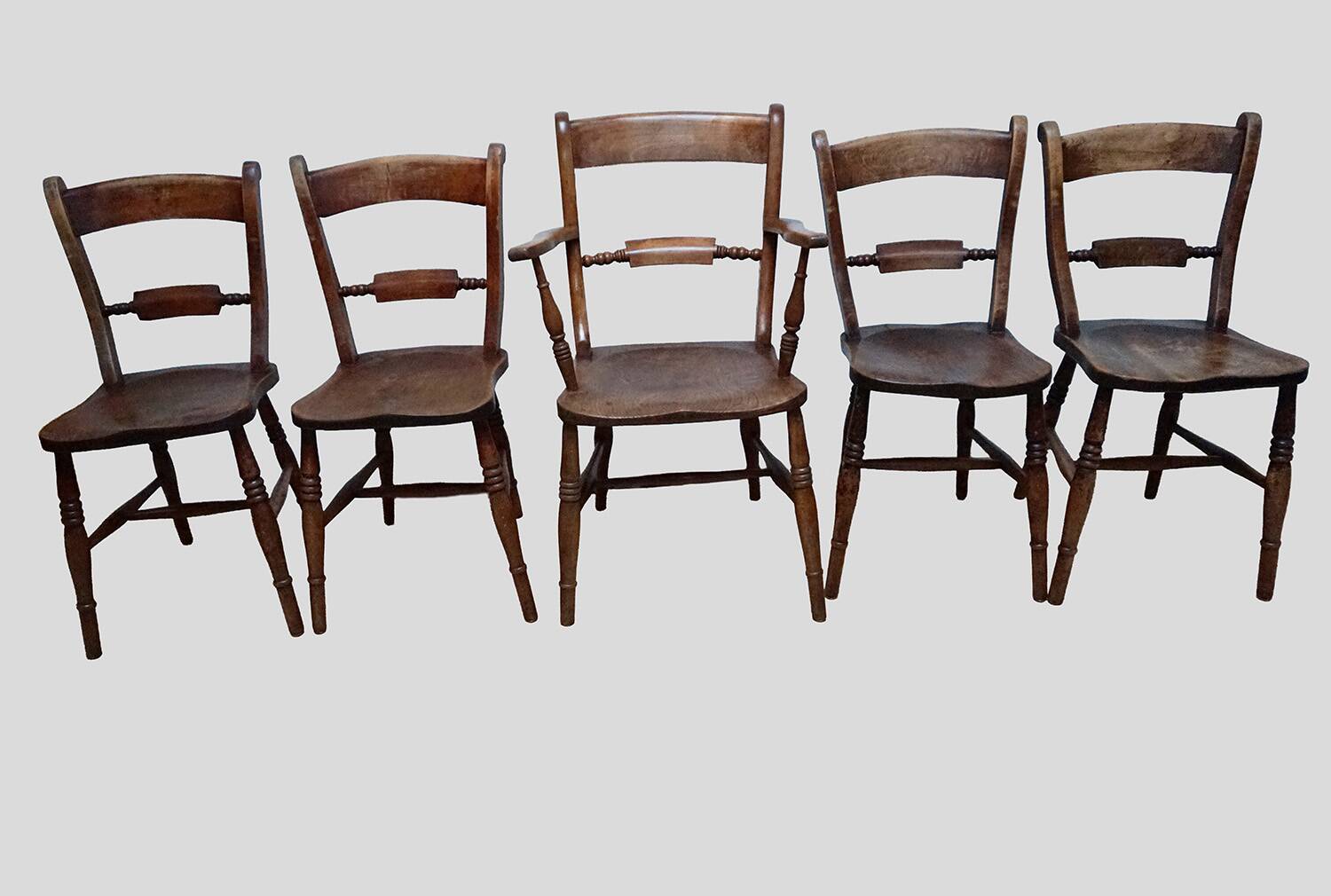 Antique Oxford Windsor chairs, 1850s set of 5