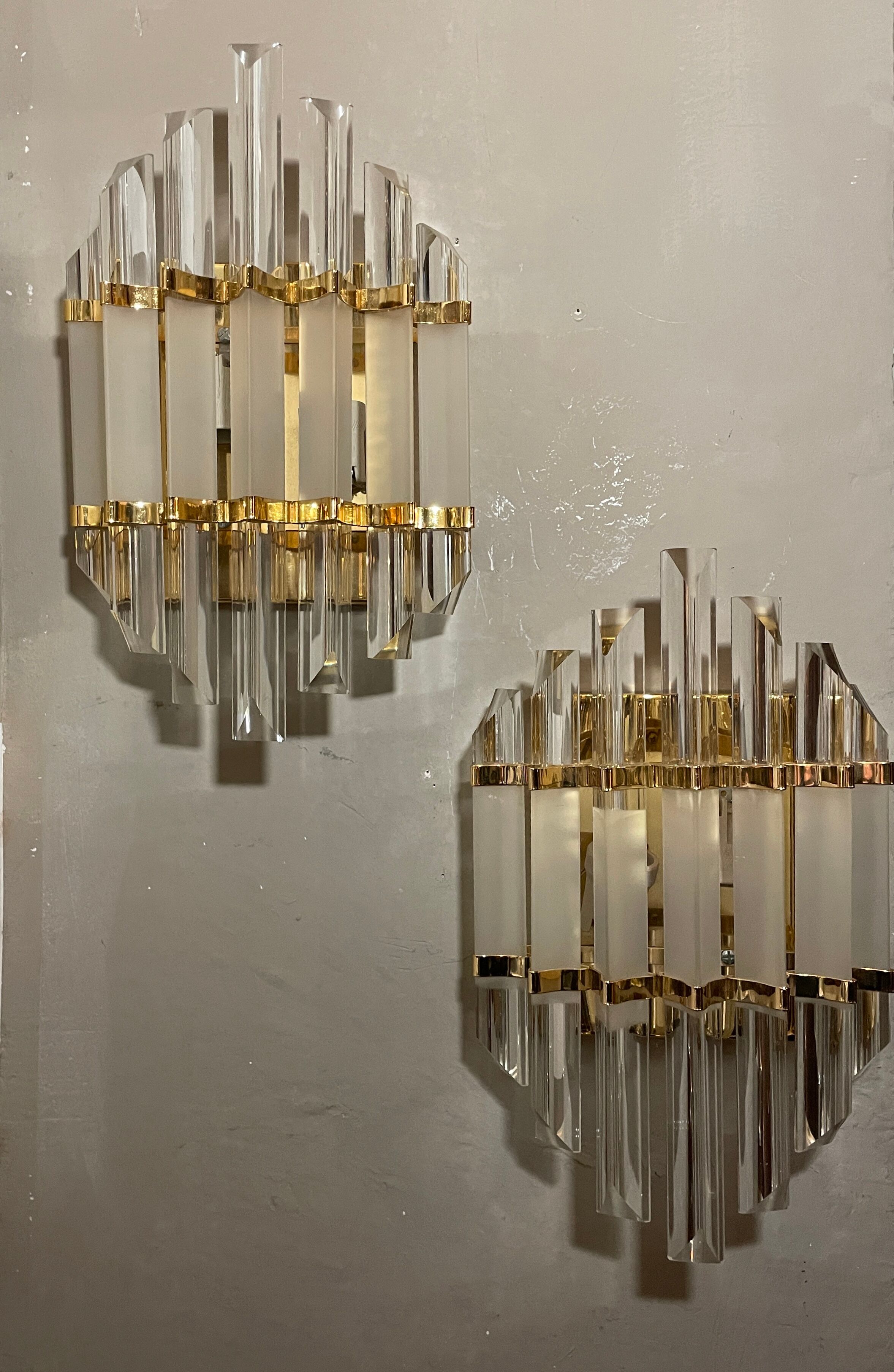 Pair of Benini wall lamps, murano glass Italy 1970s