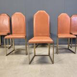 Vintage brass dining chairs by Belgochrom, 1970s