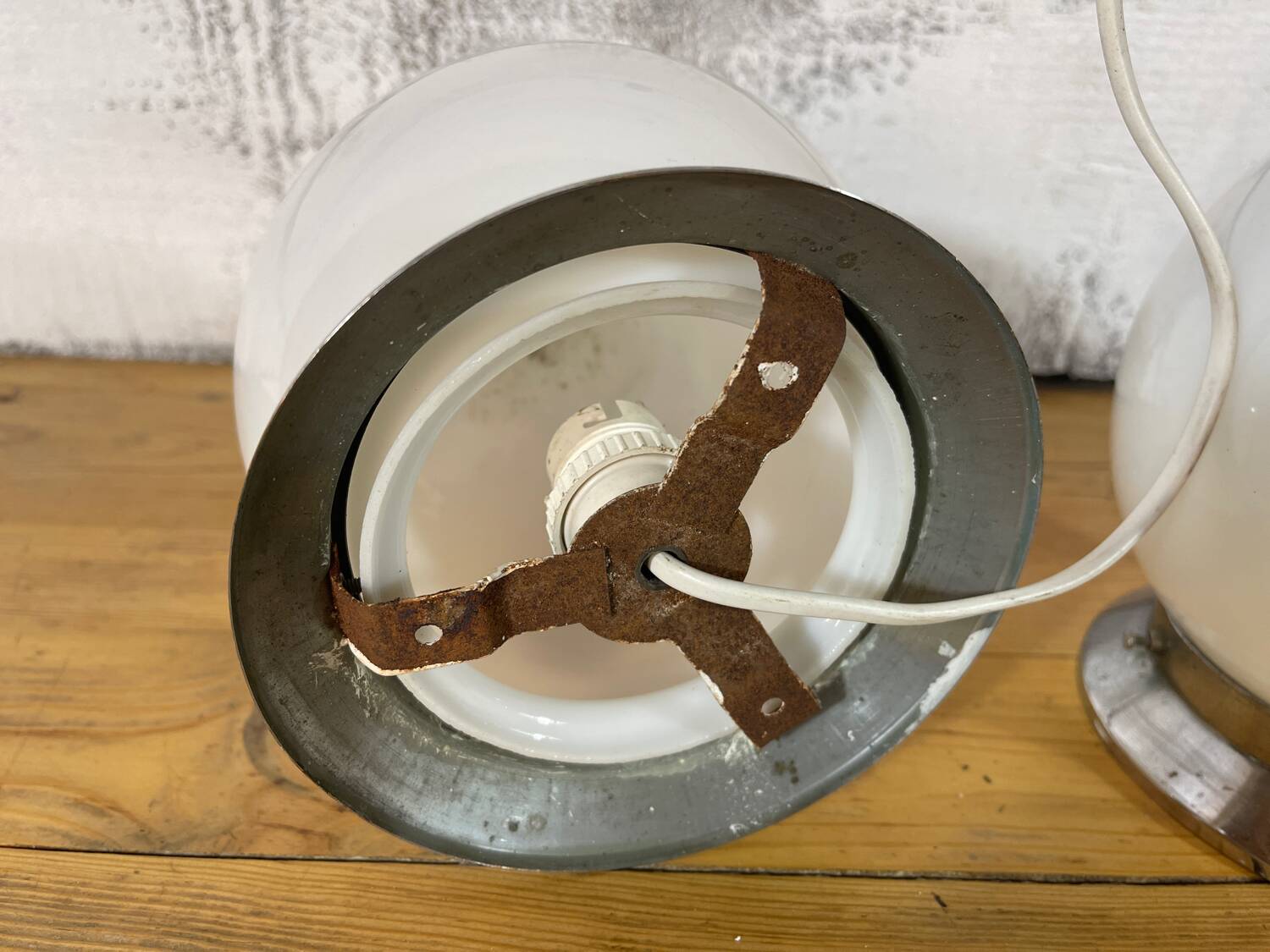 Pair of opaline ceiling lights