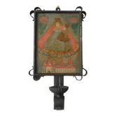 Wall light religious print wrought iron wall candle holder artisanal production countryside
