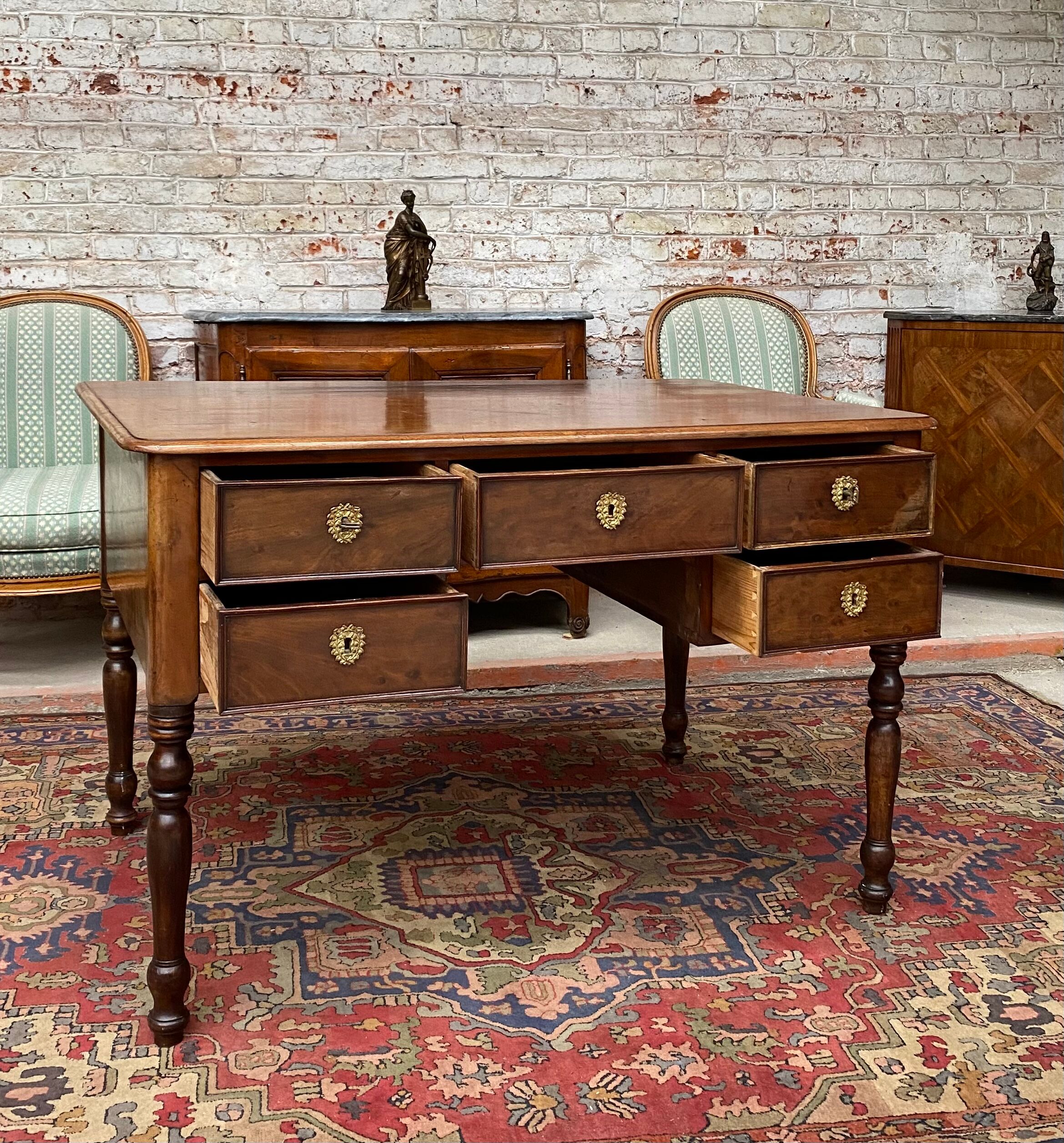 Mahogany desk period restoration xix th century