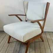 Fauteuils (la paire) bois et tissus bouclés 1950'S