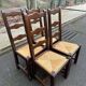 4 dining chairs, solid wood, straw, farmhouse style, dark oak, 20th century, 110cm