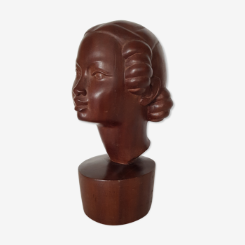 Wooden sculpture, "Young girl with macaroons" 30'