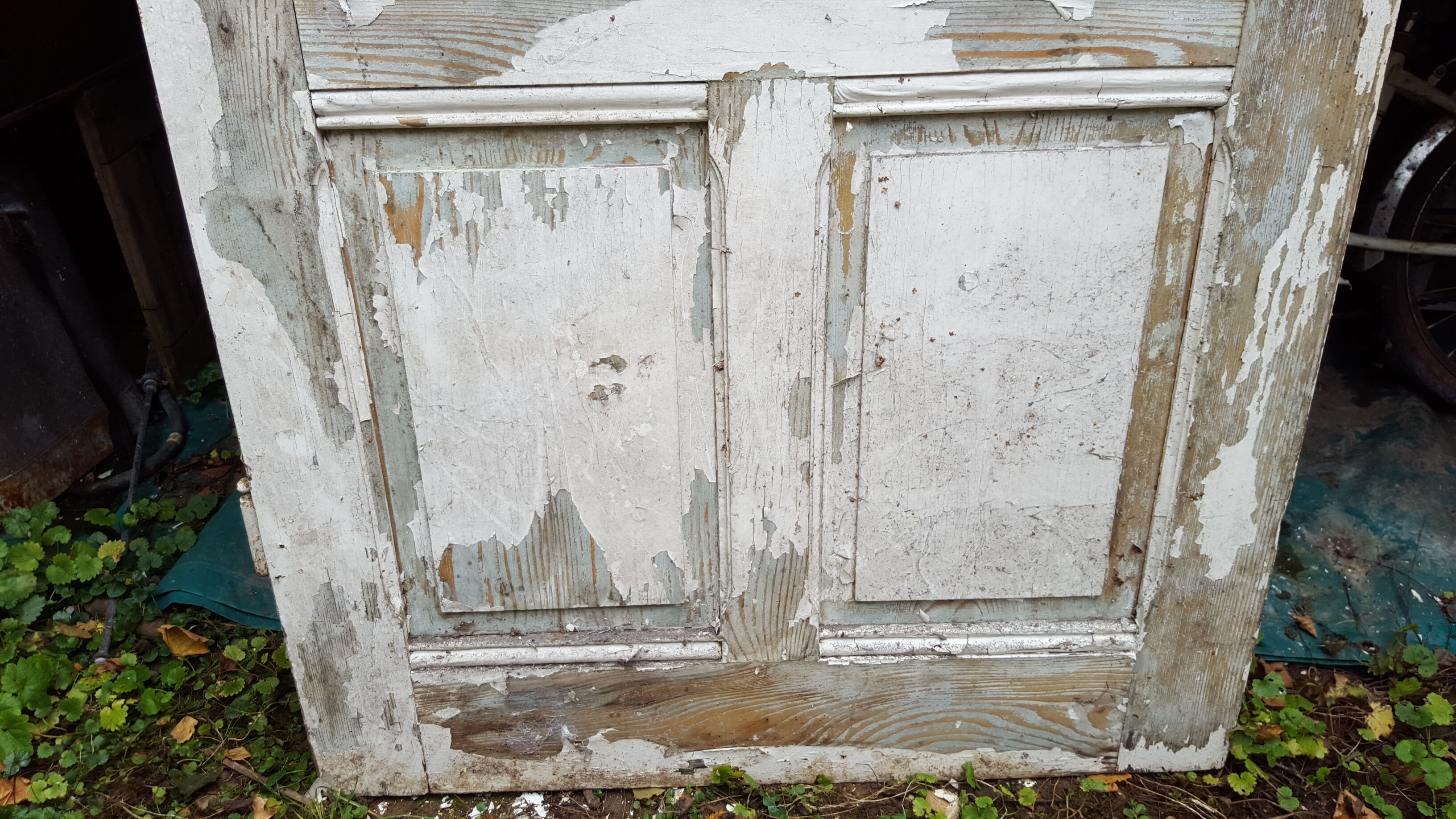Old glass door beautiful patina. Height: 207.5 cm