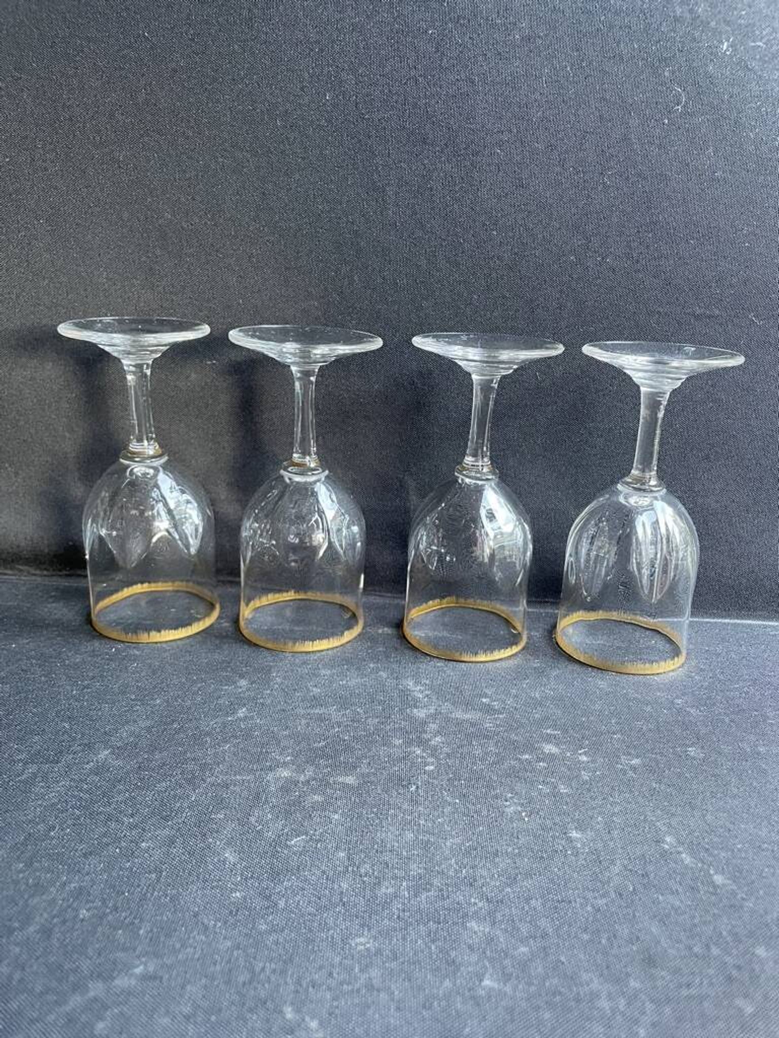 4 Verres à porto Daum putoisés or