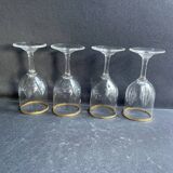 4 Verres à porto Daum putoisés or
