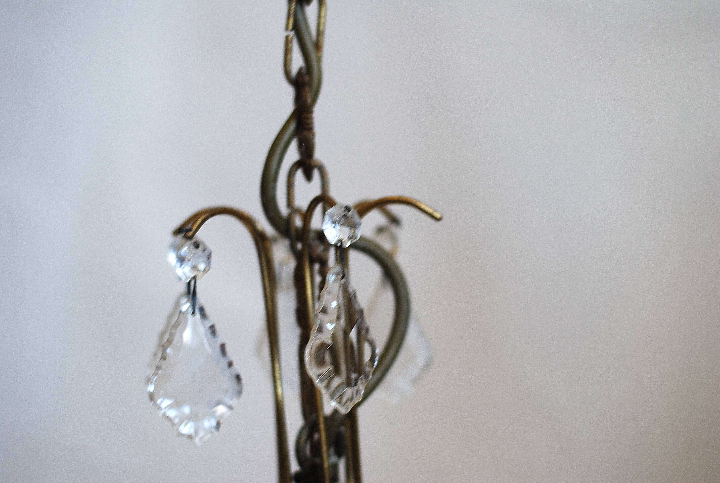 French vintage 3 arm crystal chandelier