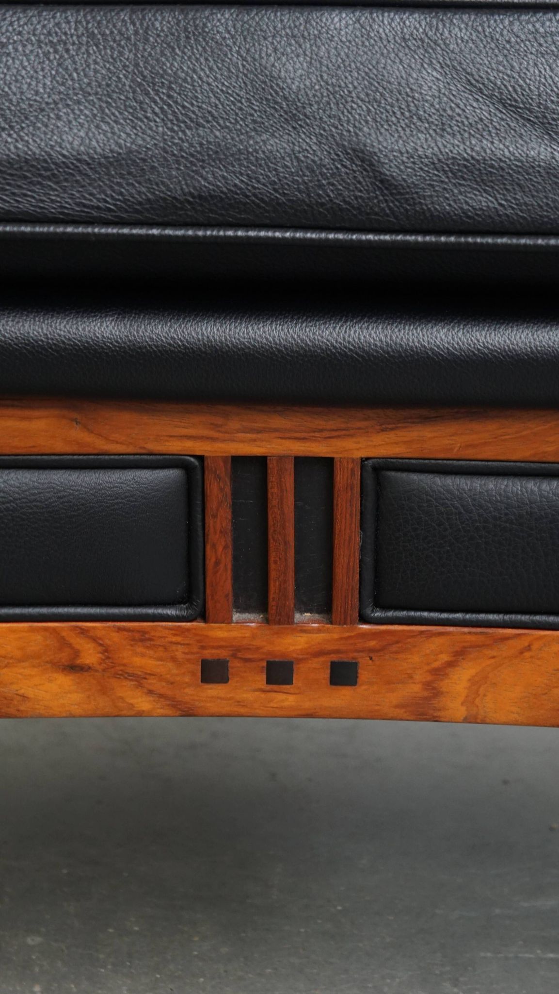 Black Cowhide Leather and Wooden Art Deco Armchair