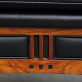 Black Cowhide Leather and Wooden Art Deco Armchair