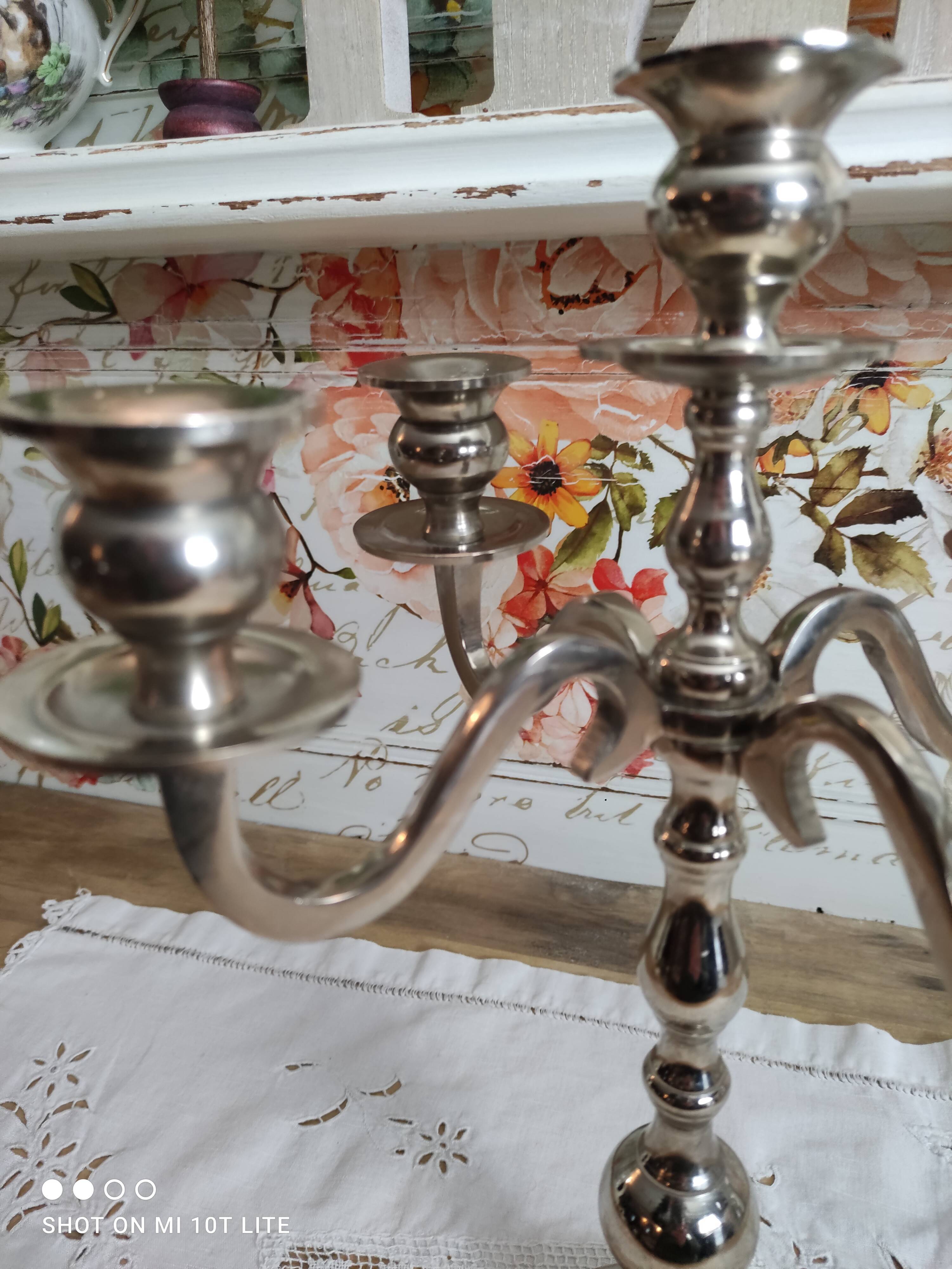 Chandelier 5 branches in silver metal color