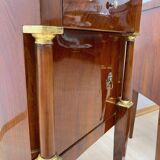 Empire Nightstands in Walnut with Full Columns in Gilt Brass, Italy, 1810, Set of 2