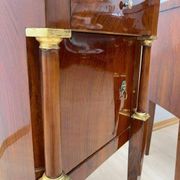 Empire Nightstands in Walnut with Full Columns in Gilt Brass, Italy, 1810, Set of 2