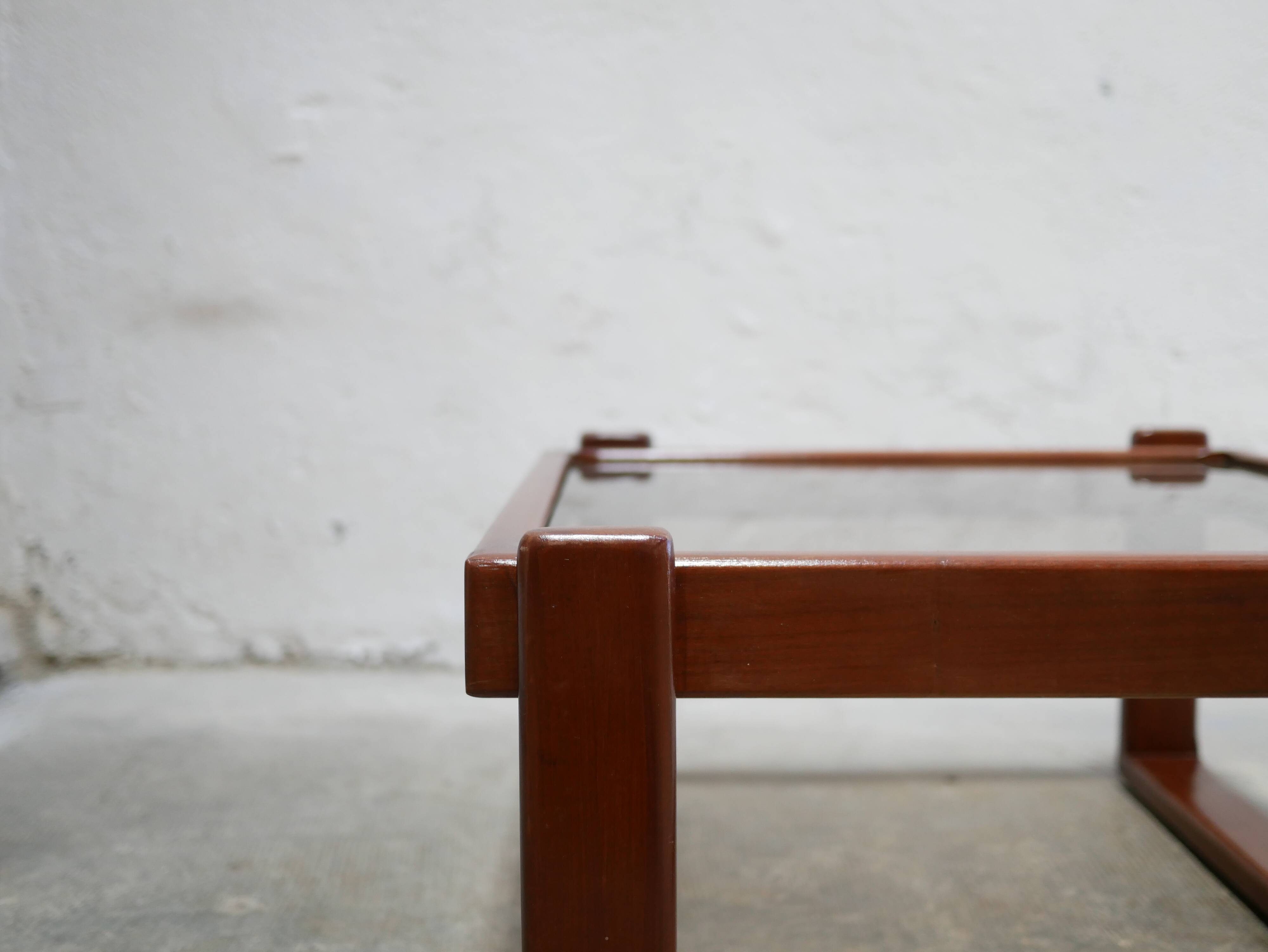 Vintage teak and glass coffee table