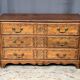 Antique Louis XV style chest of drawers in solid oak.
