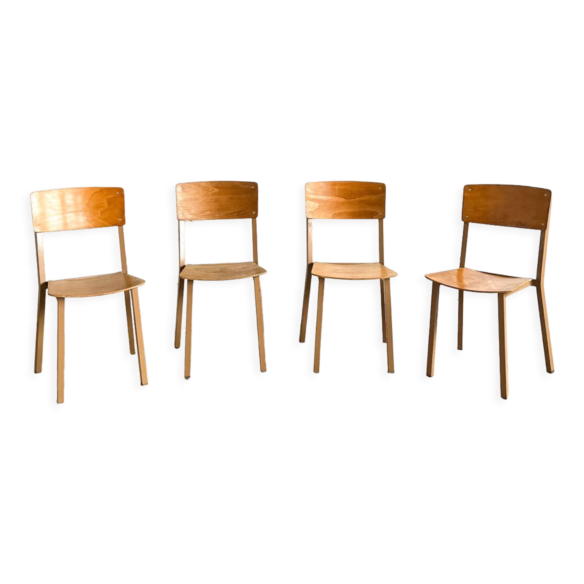 Série de 4 chaises d’école taille adulte