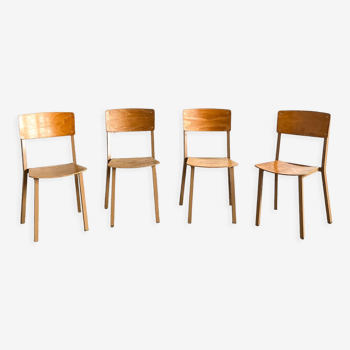 Series of 4 adult size school chairs