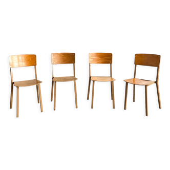 Série de 4 chaises d’école taille adulte