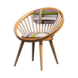 Circular armchair in 60s velvet vintage modern