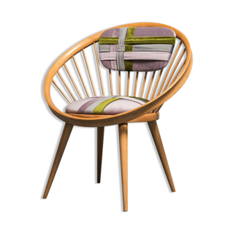 Circular armchair in 60s velvet vintage modern
