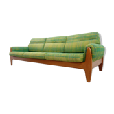 Green three seat sofa Teak frame