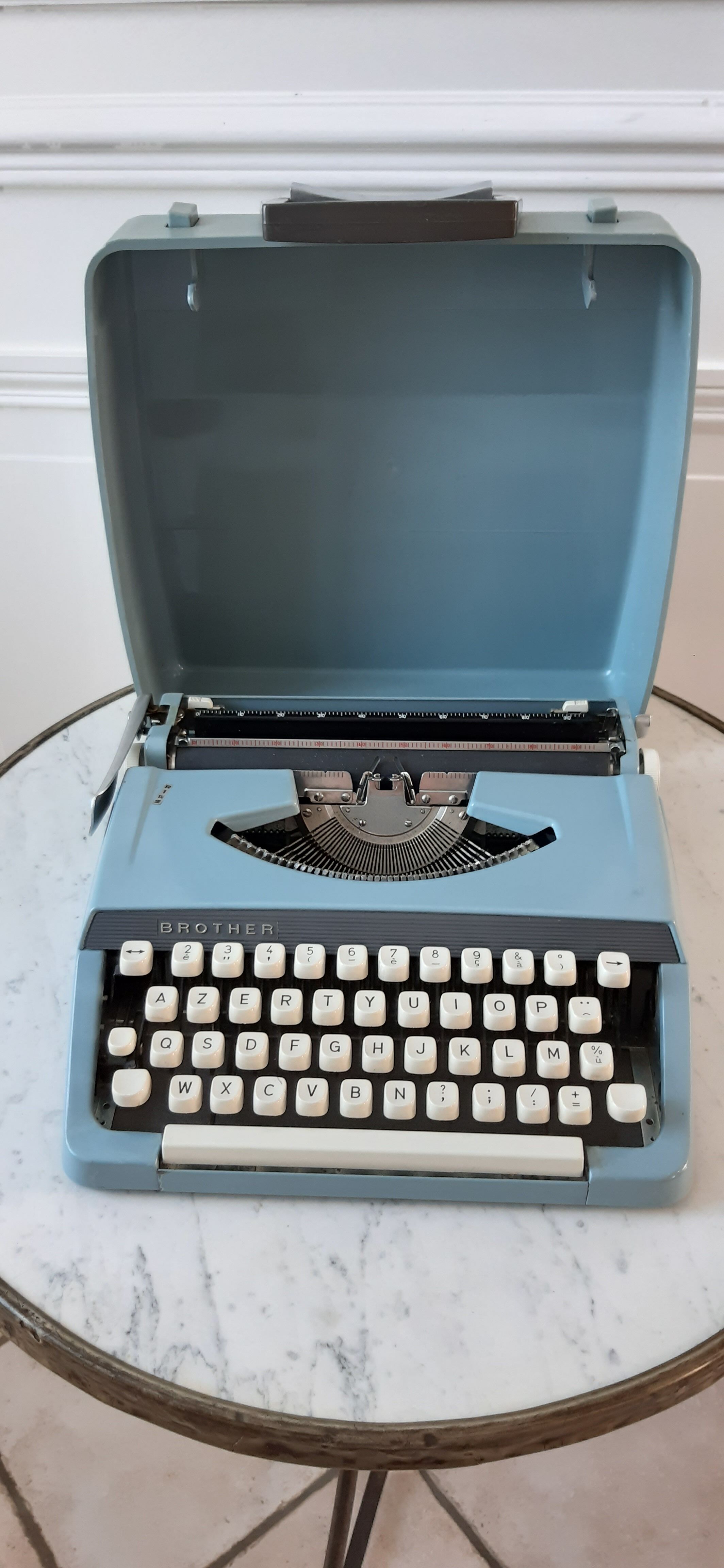 Aqua blue typewriter Brother industries 60s