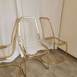 Set of 6 Vintage Gold Chrome Dining Chairs: Italian Mid-Century Design