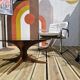 Vintage coffee table from the 60s and 70s by Hugues POIGNANT, smoked glass & teak.