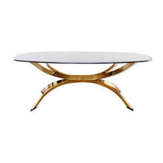 Italian coffee table in brass and smoked glass