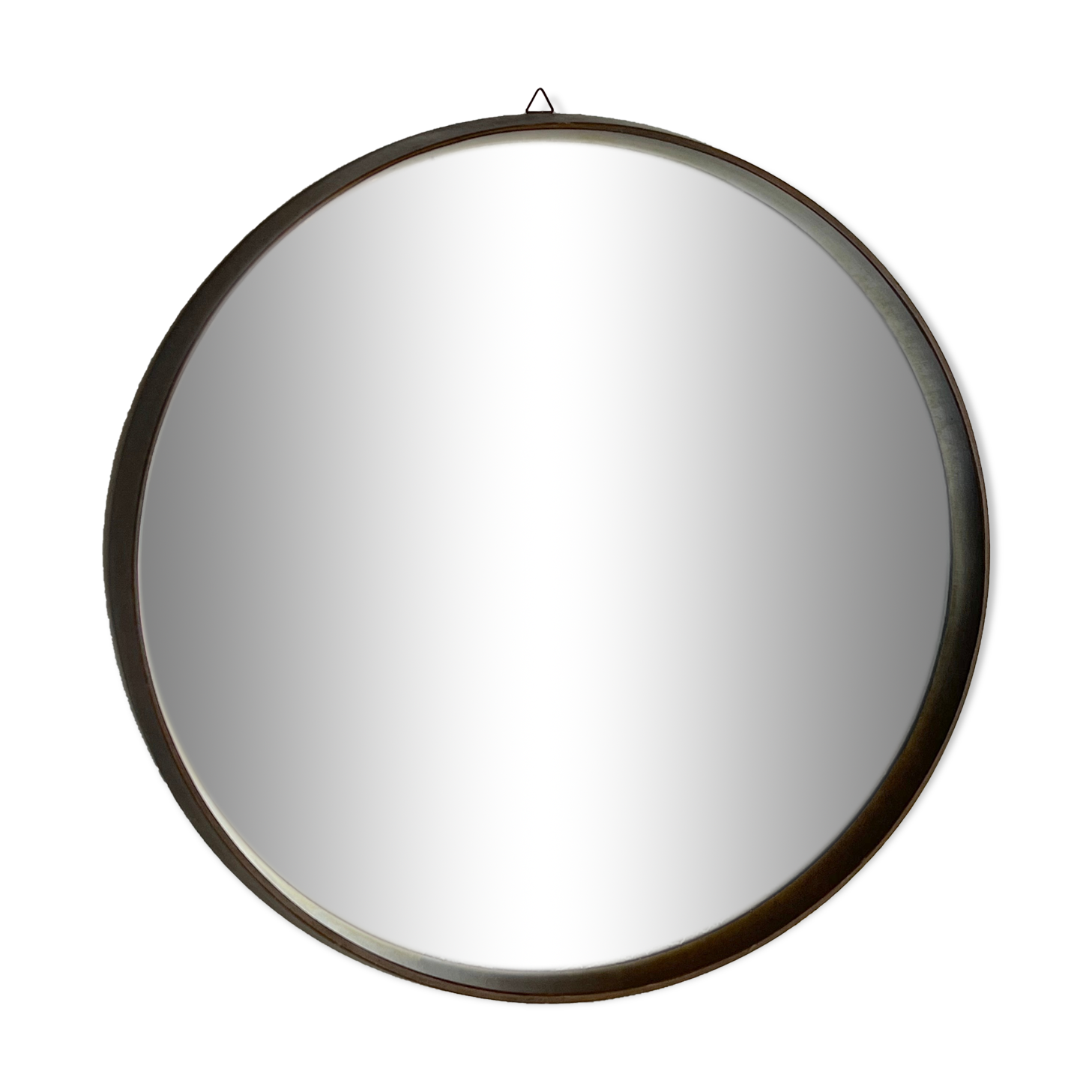 Vintage Italian wood round wall mirror from 50s
