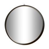 Vintage Italian wood round wall mirror from 50s
