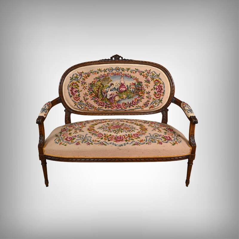 Beech canapé, stained, Louis XVI style - 1920