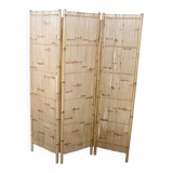 Vintage 3-panel bamboo screen, 1980s