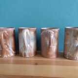 4 enameled stoneware cups