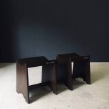 Modernist PJ-SI-68-A Sewing Stools by Pierre Jeanneret for Chandigarh, 1950s, India, Set of 2