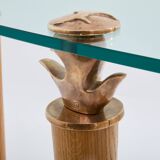 Solid oak and bronze glass console signed Garouste & Bonetti 1995