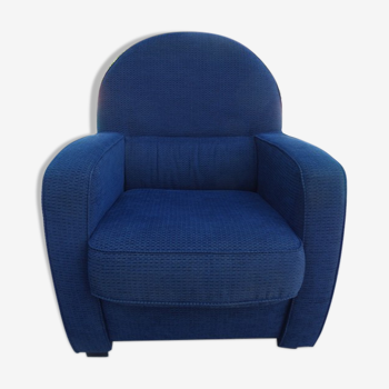Club armchair upholstered in blue fabrics –Excellent condition-