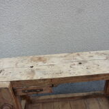 old solid wood workbench with drawer and seal