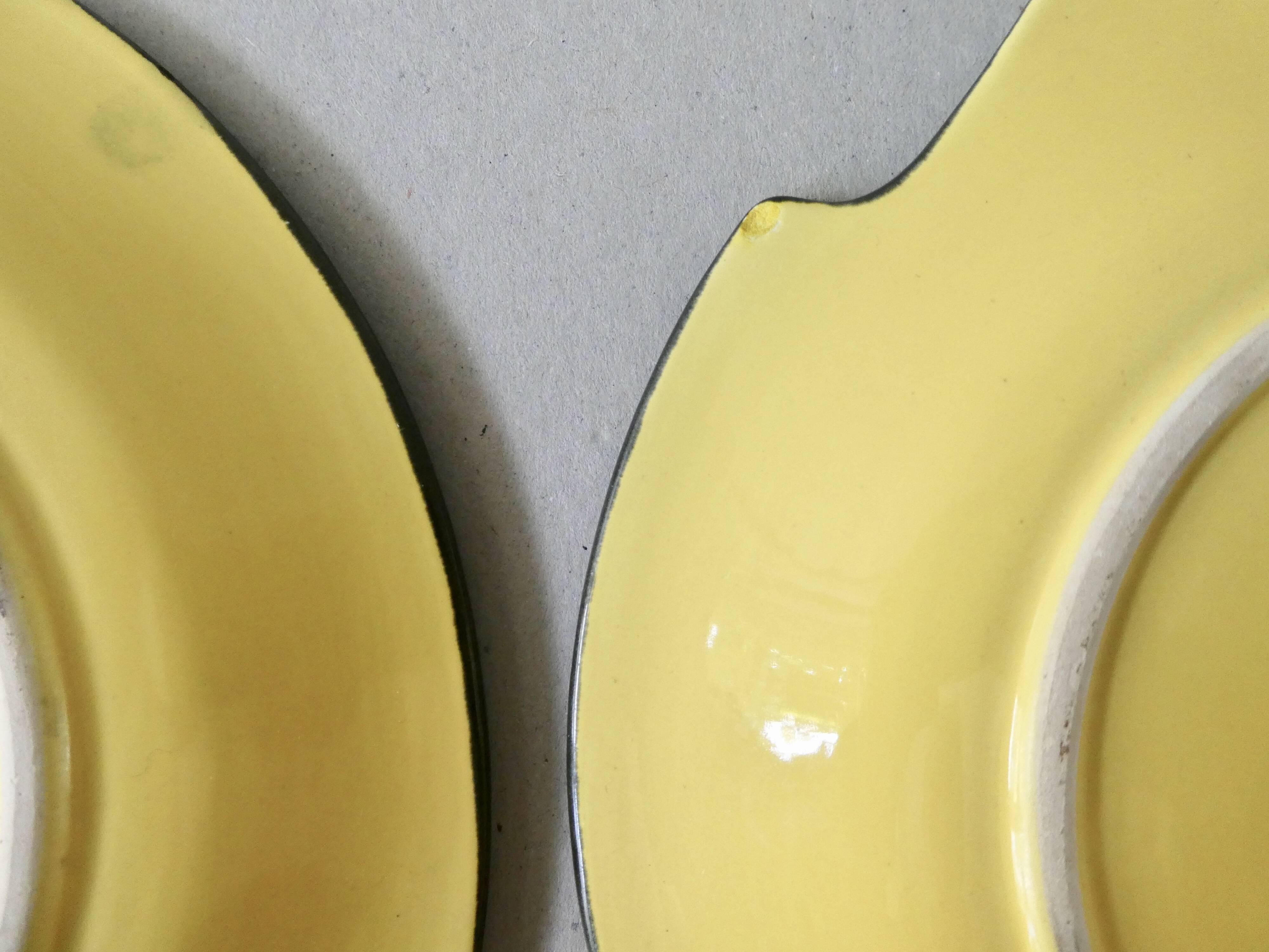 Set of 6 flat ceramic plates, free form, 50s